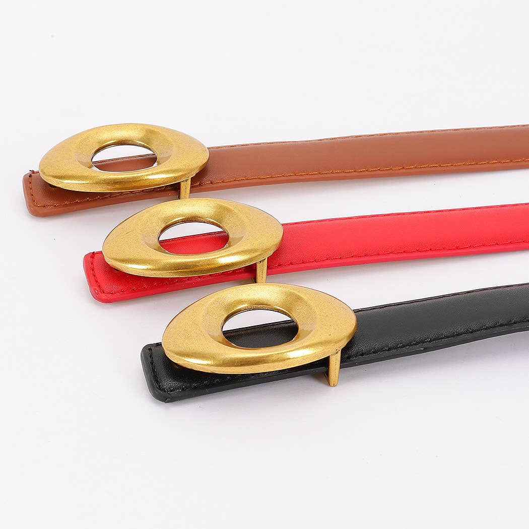 Metal Buckle Faux Leather Belt