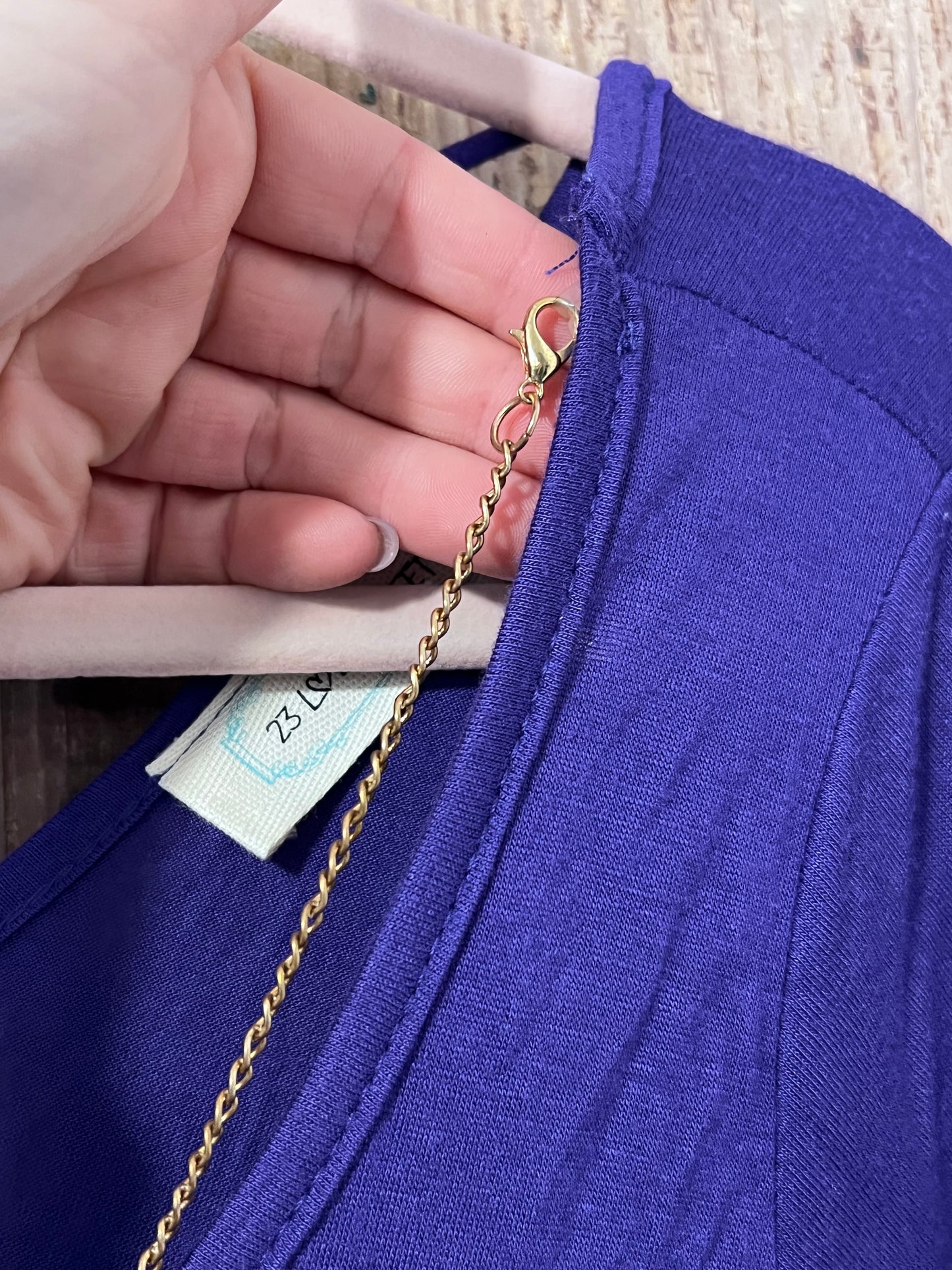Y2K Purple Flowy Blouse with Gold Chain