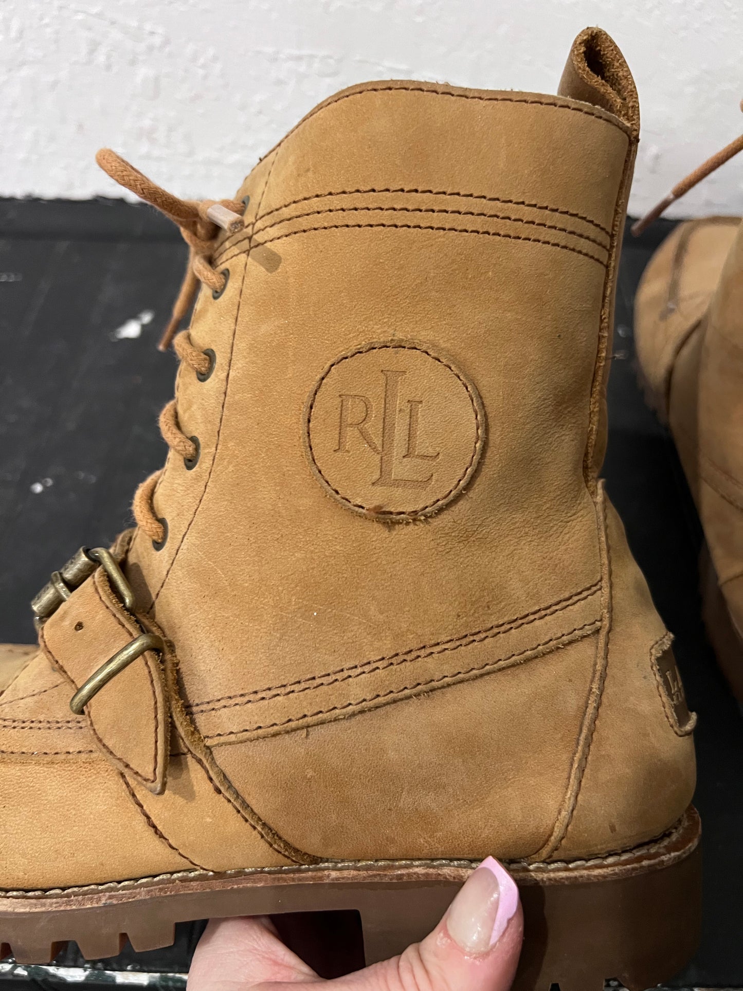 Ralph Lauren Lace up Suede/Soft Leather Boots