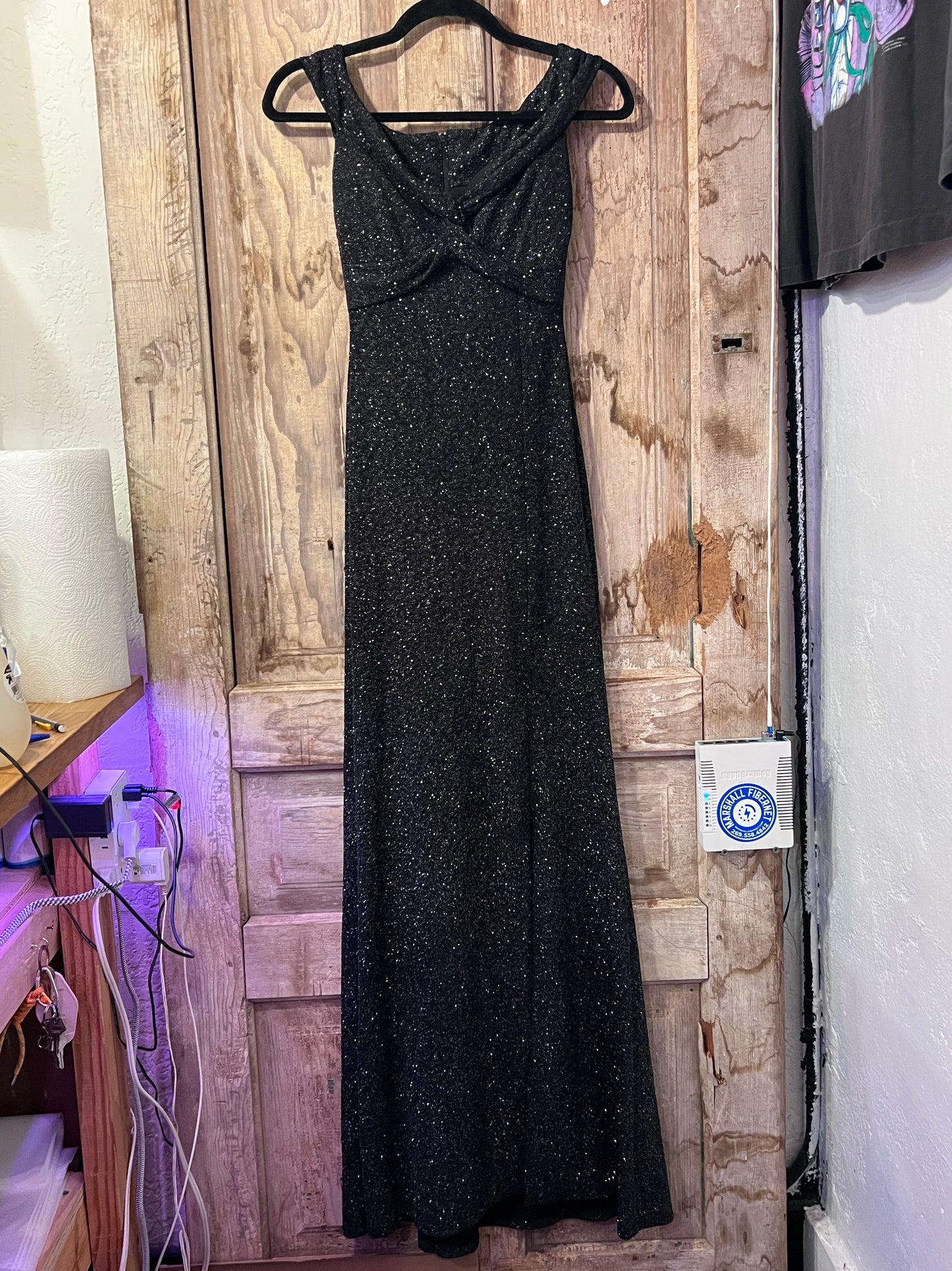 B Darlin Black Sparkly Gown