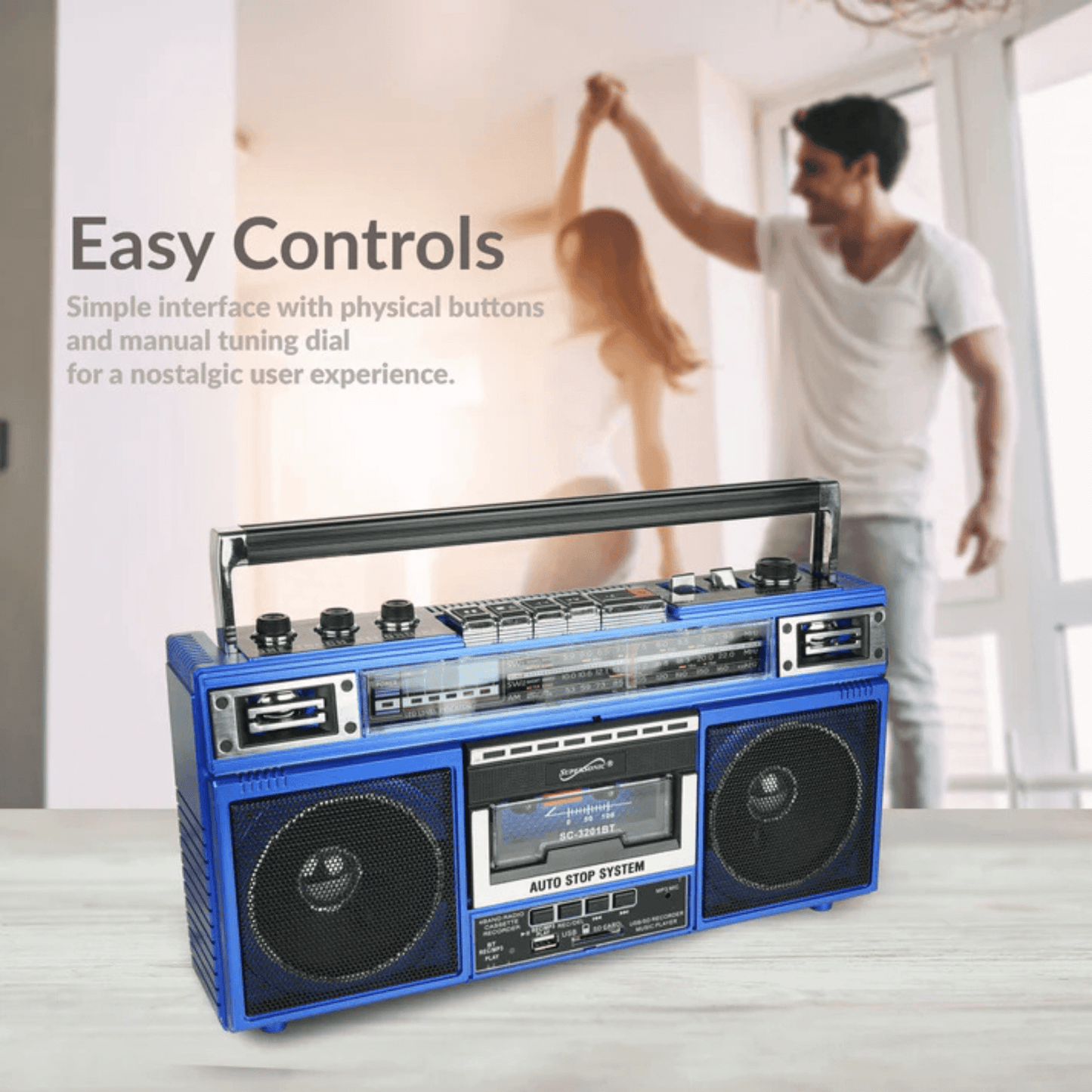 Retro Supersonic BoomBox Bluetooth Radio & MP3