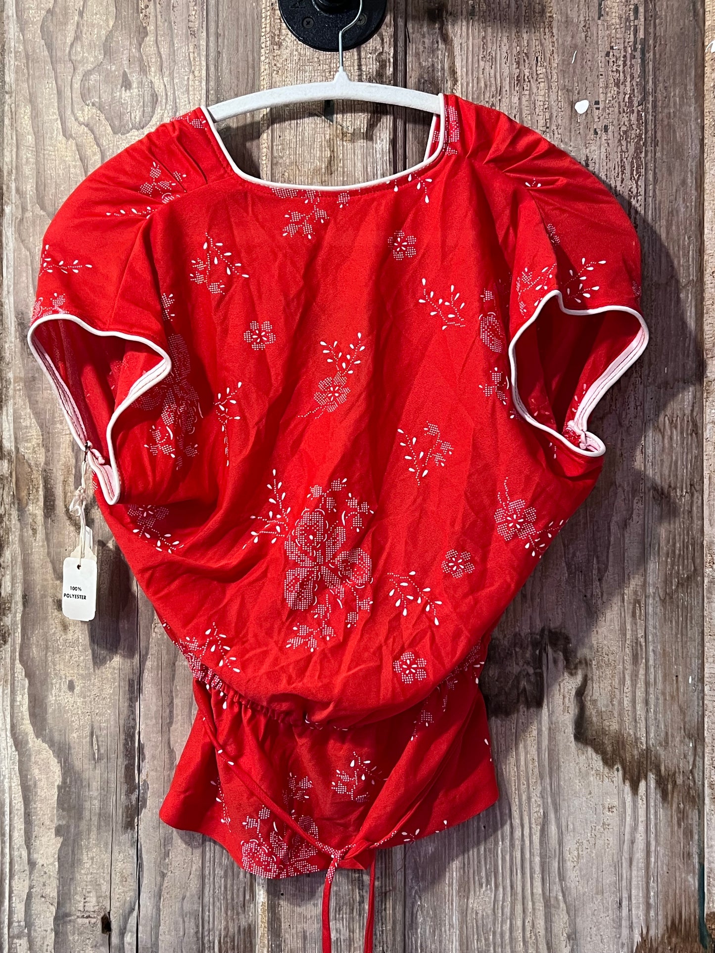 70's/80's Sears Red Floral Top Two Piece Set