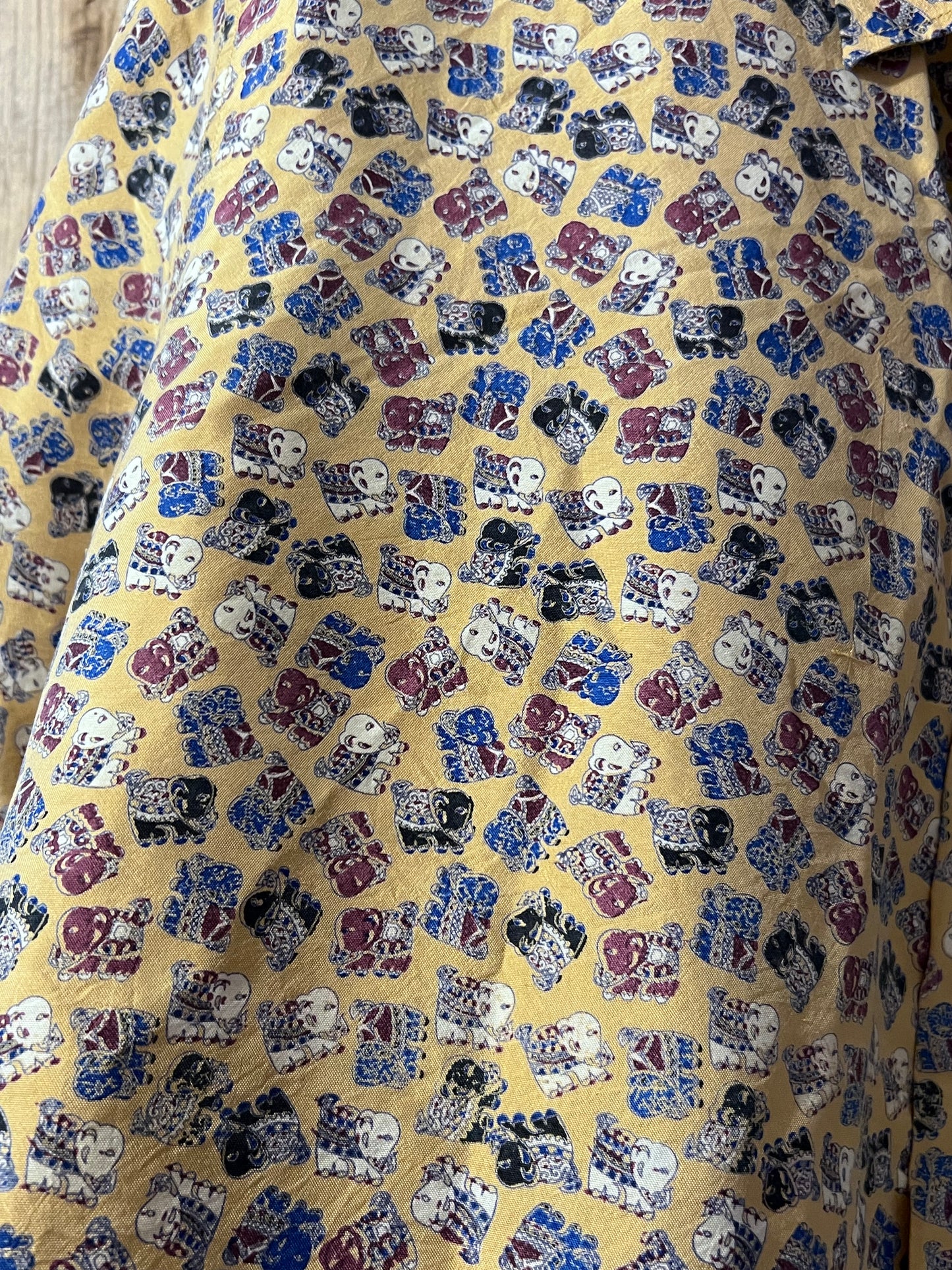 Hard Work Thai Silk Yellow Patterned Button Up Shirt