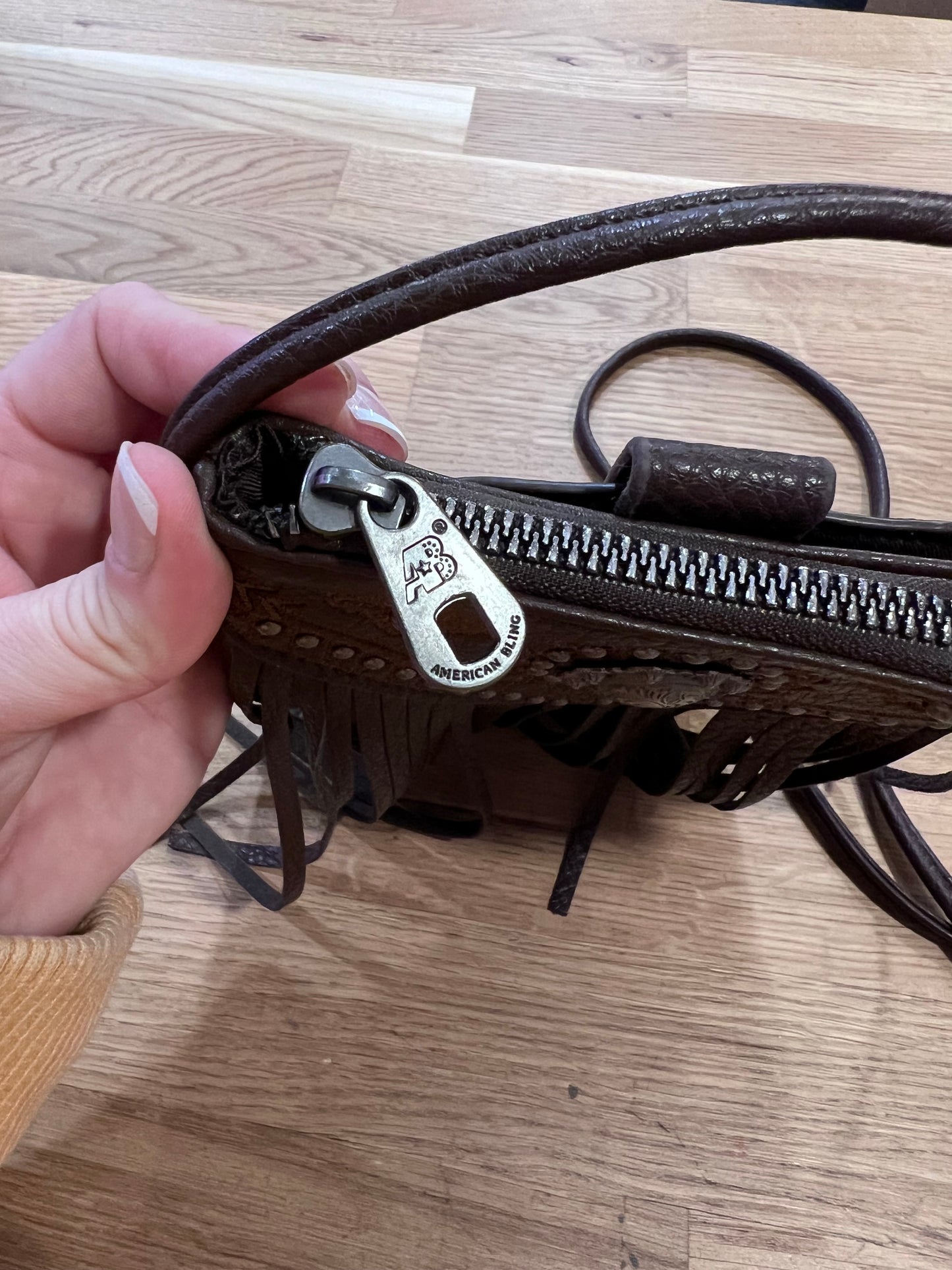 American Bling Brown Fringe Shoulder Bag