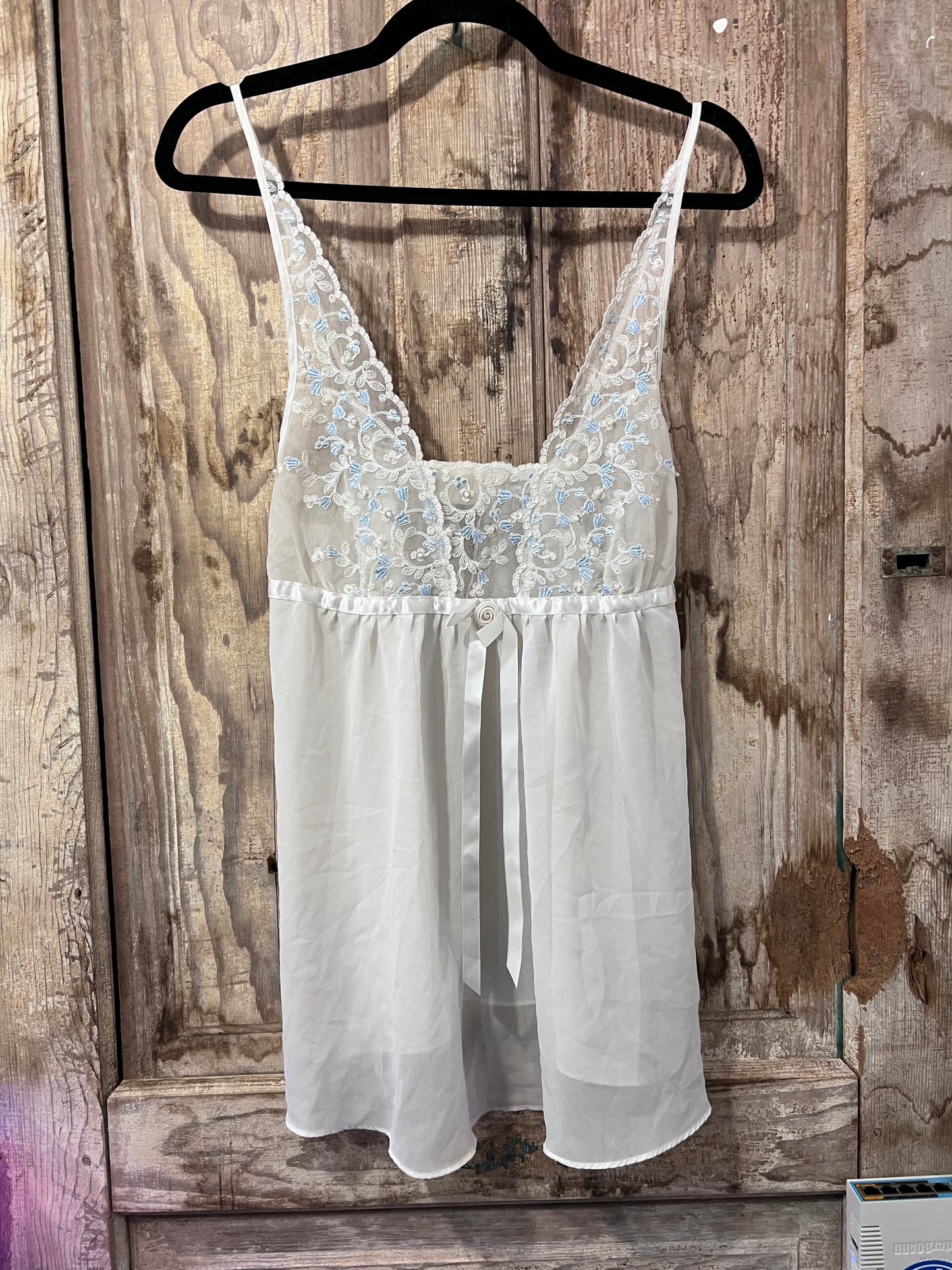 VTG Cinema Exoile White & BB Blue Lace Slip