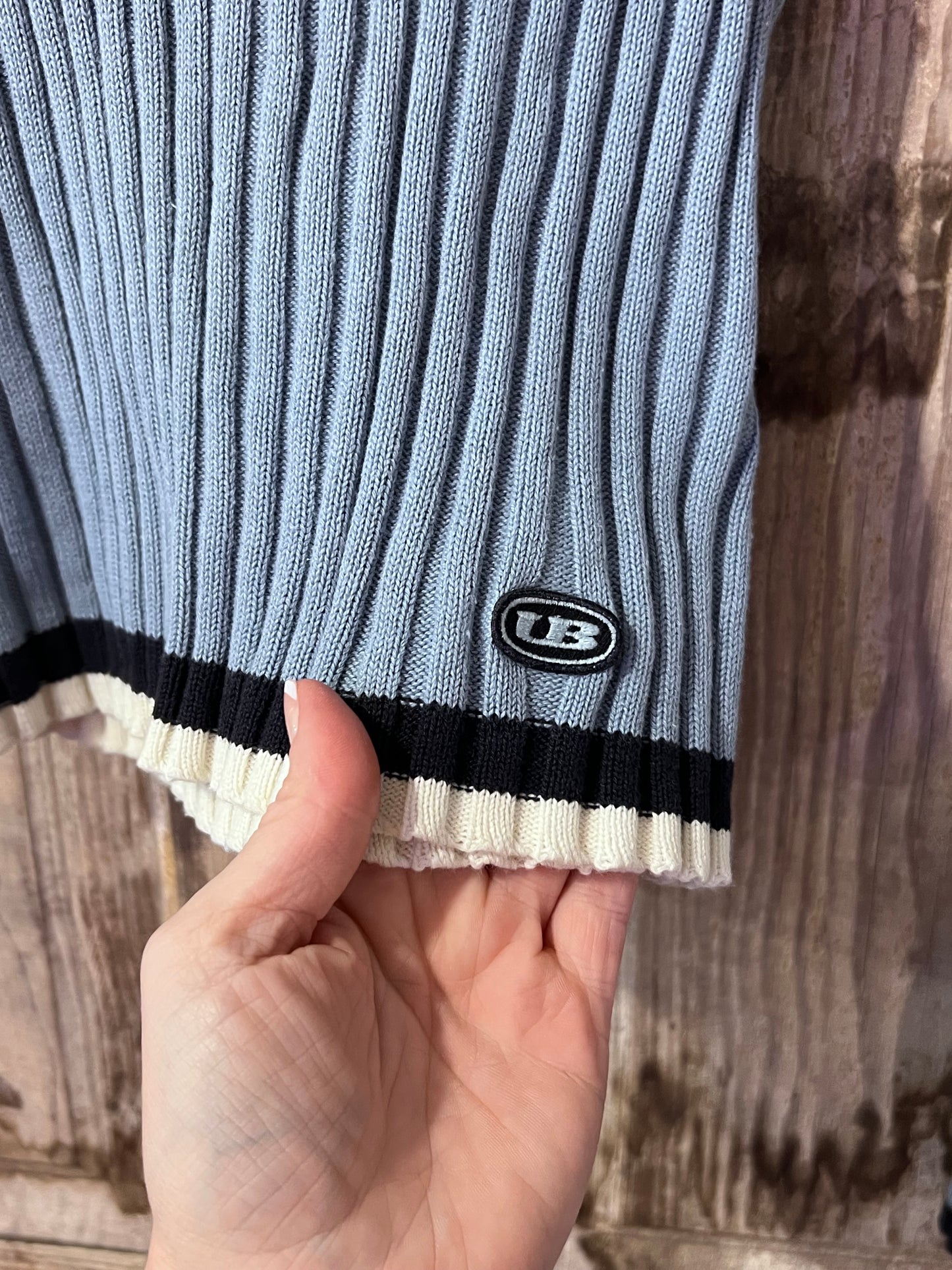 VTG Union Bay Y2K Blue Striped Turtleneck