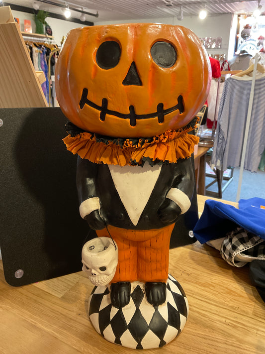 Retro Pumpkin Man Candy Bowl