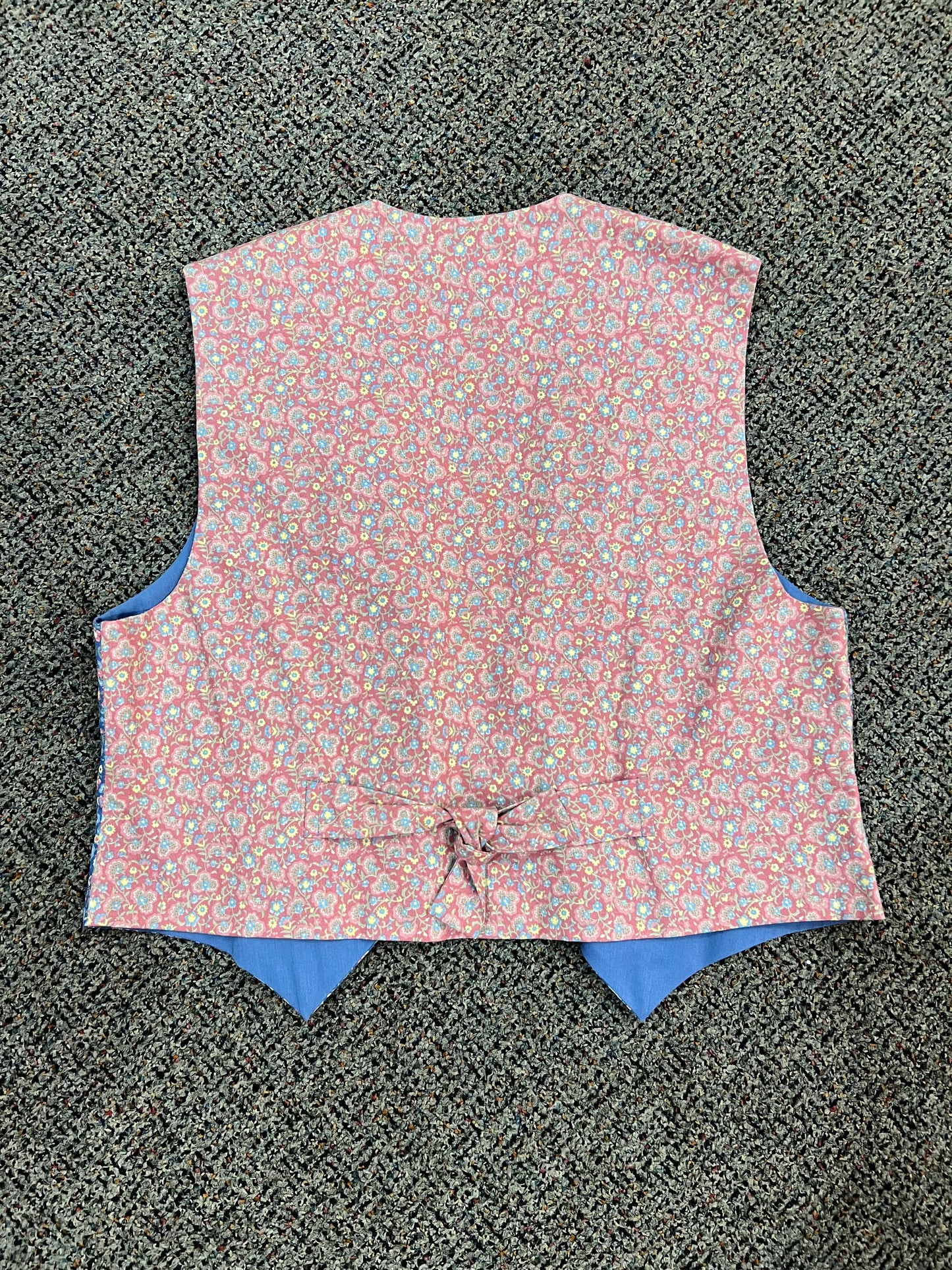 70's Handmade Blue Floral Patterned Vest