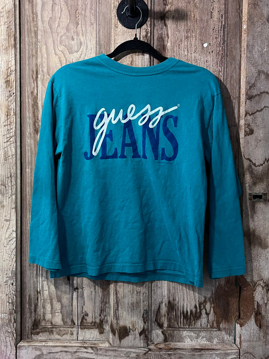 VTG 1992 Guess Turquoise Long Sleeve Shirt
