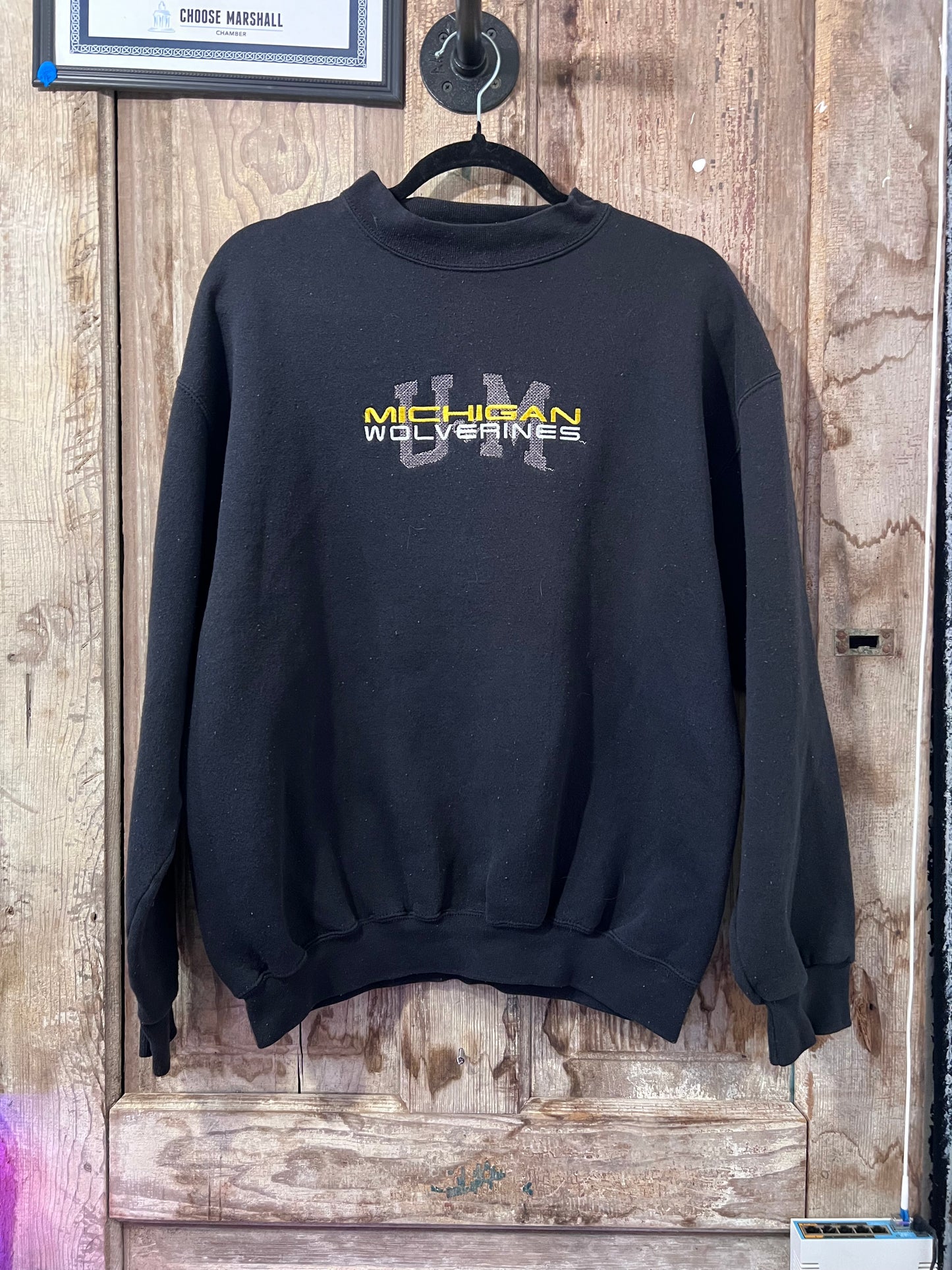 VTG UofM Embroidered Navy Crewneck CNV