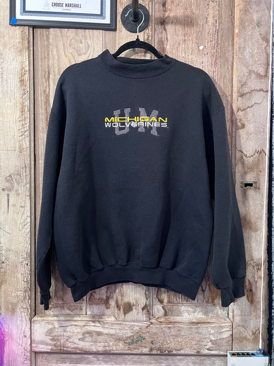 VTG UofM Embroidered Navy Crewneck CNV