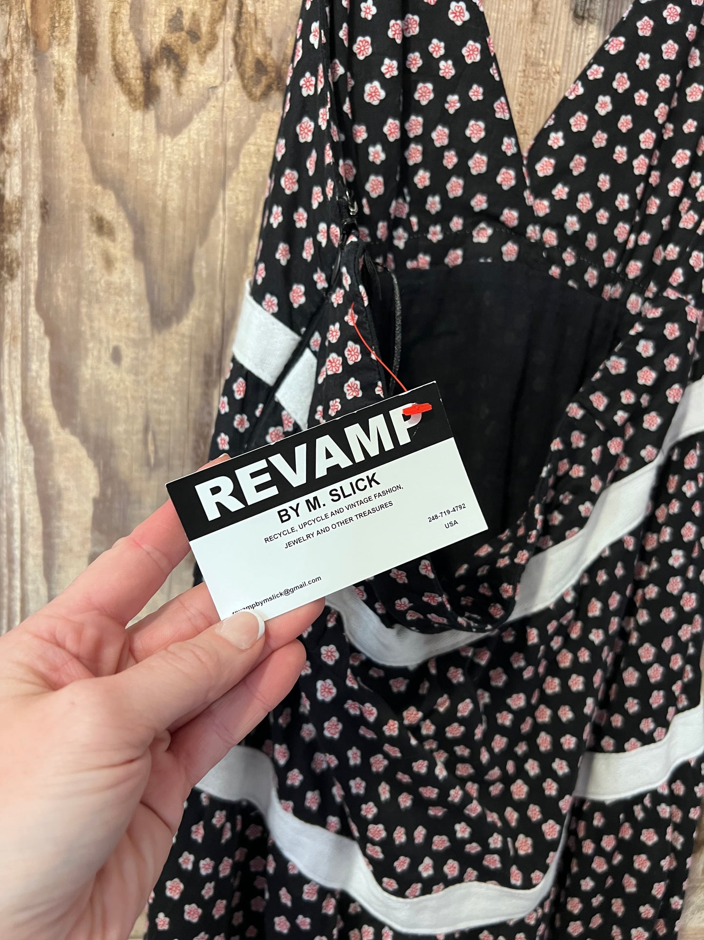 REVAMP Black Floral Halter Tie Dress
