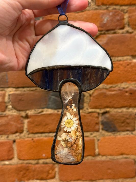 Blue Mushroom Hanging stain glass