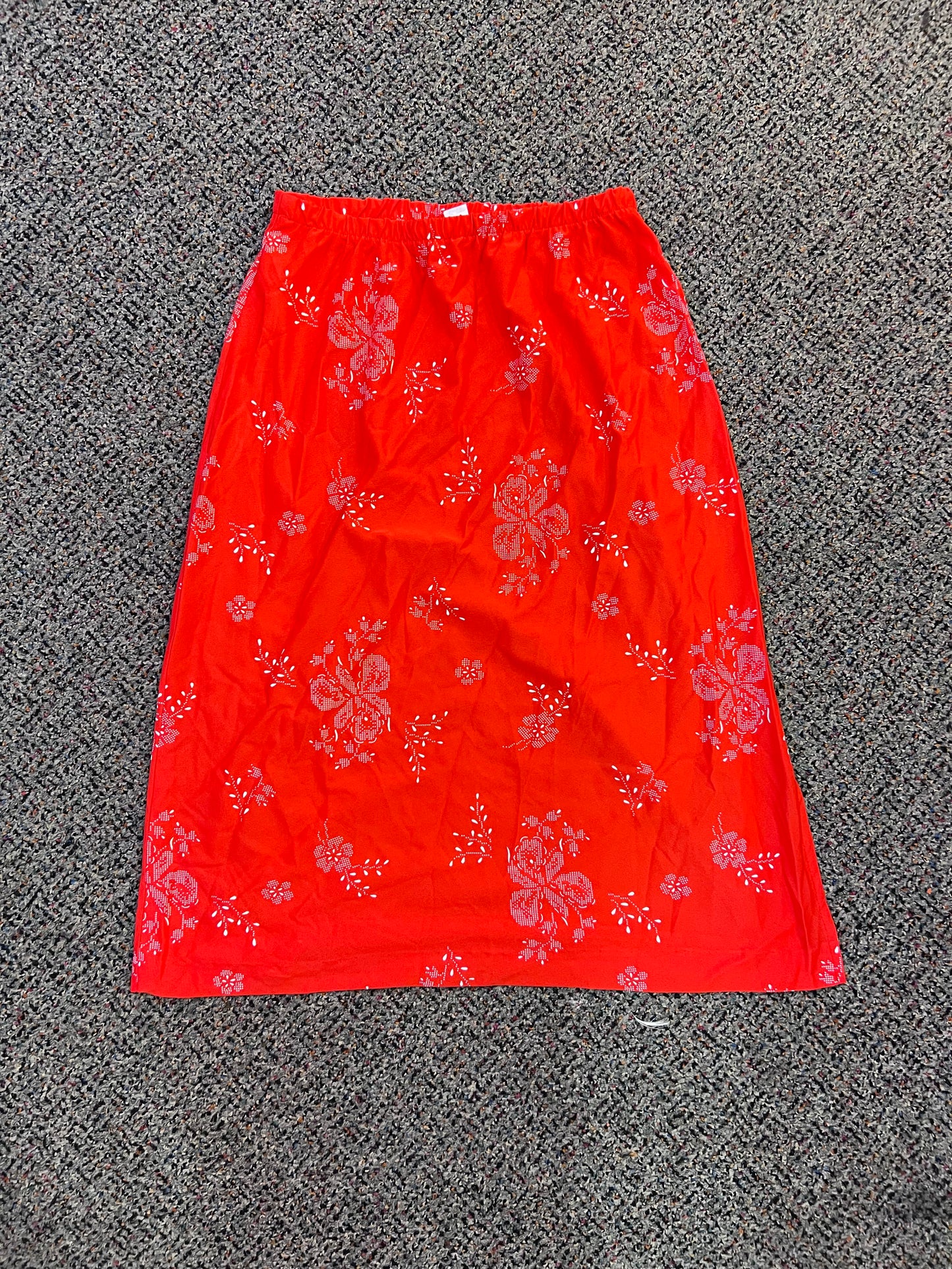 VTG Orange Floral Midi-Skirt