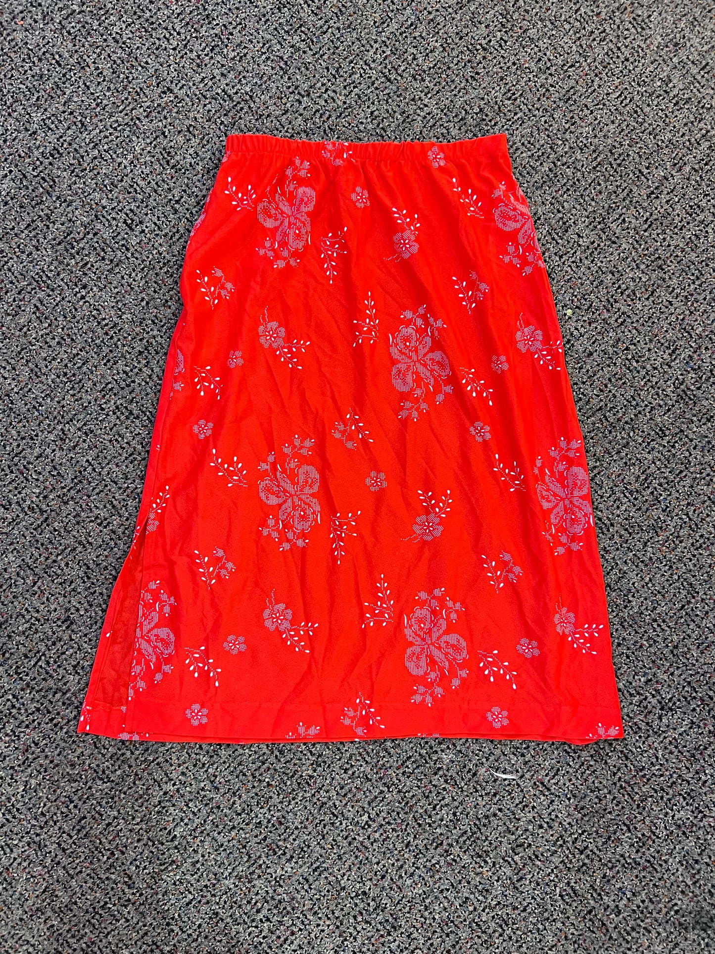 VTG Orange Floral Midi-Skirt