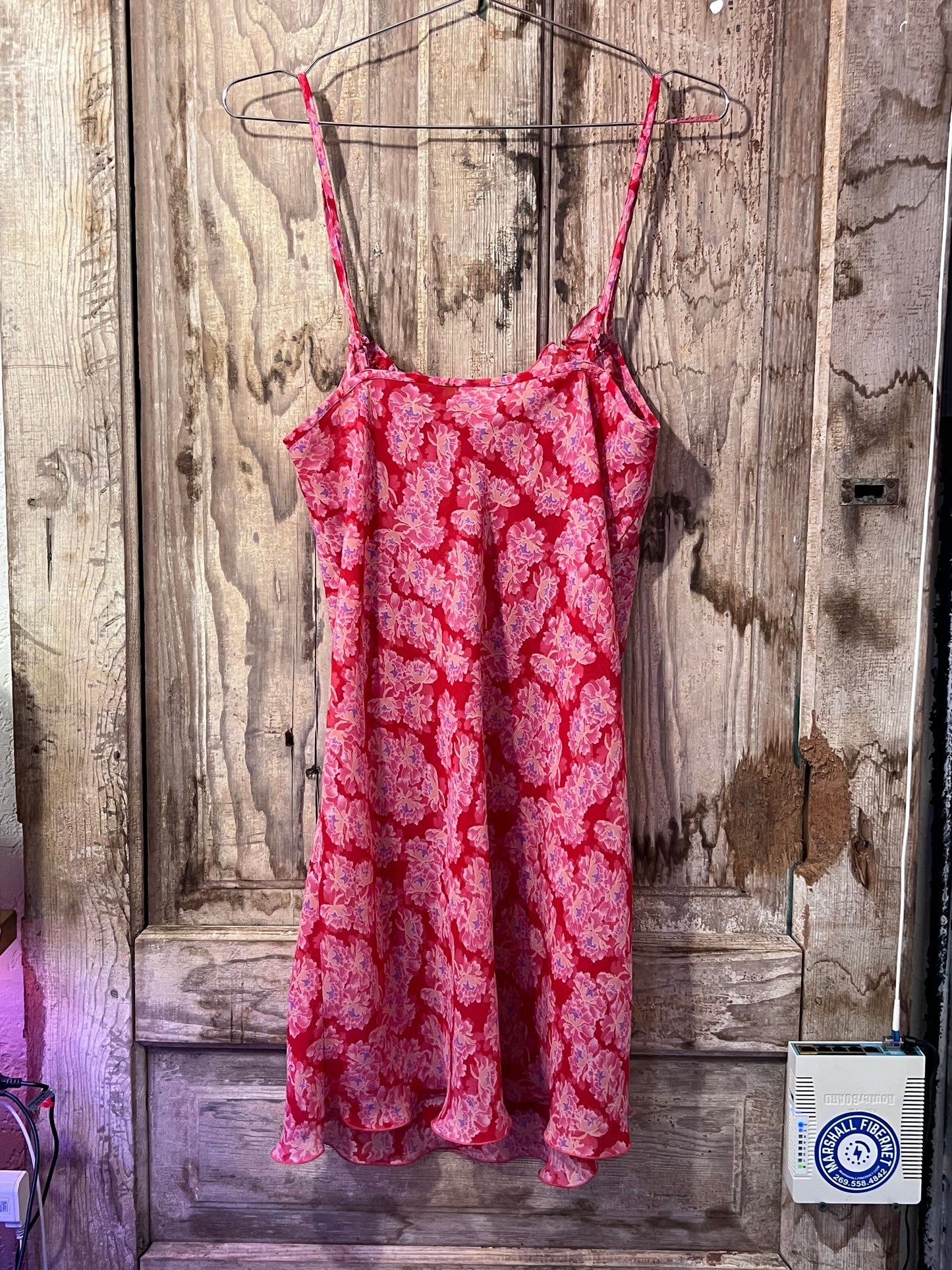 VTG Murano Sleepwear Red Floral Slip