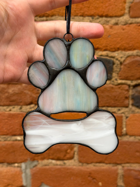 Puppy paw stained glass