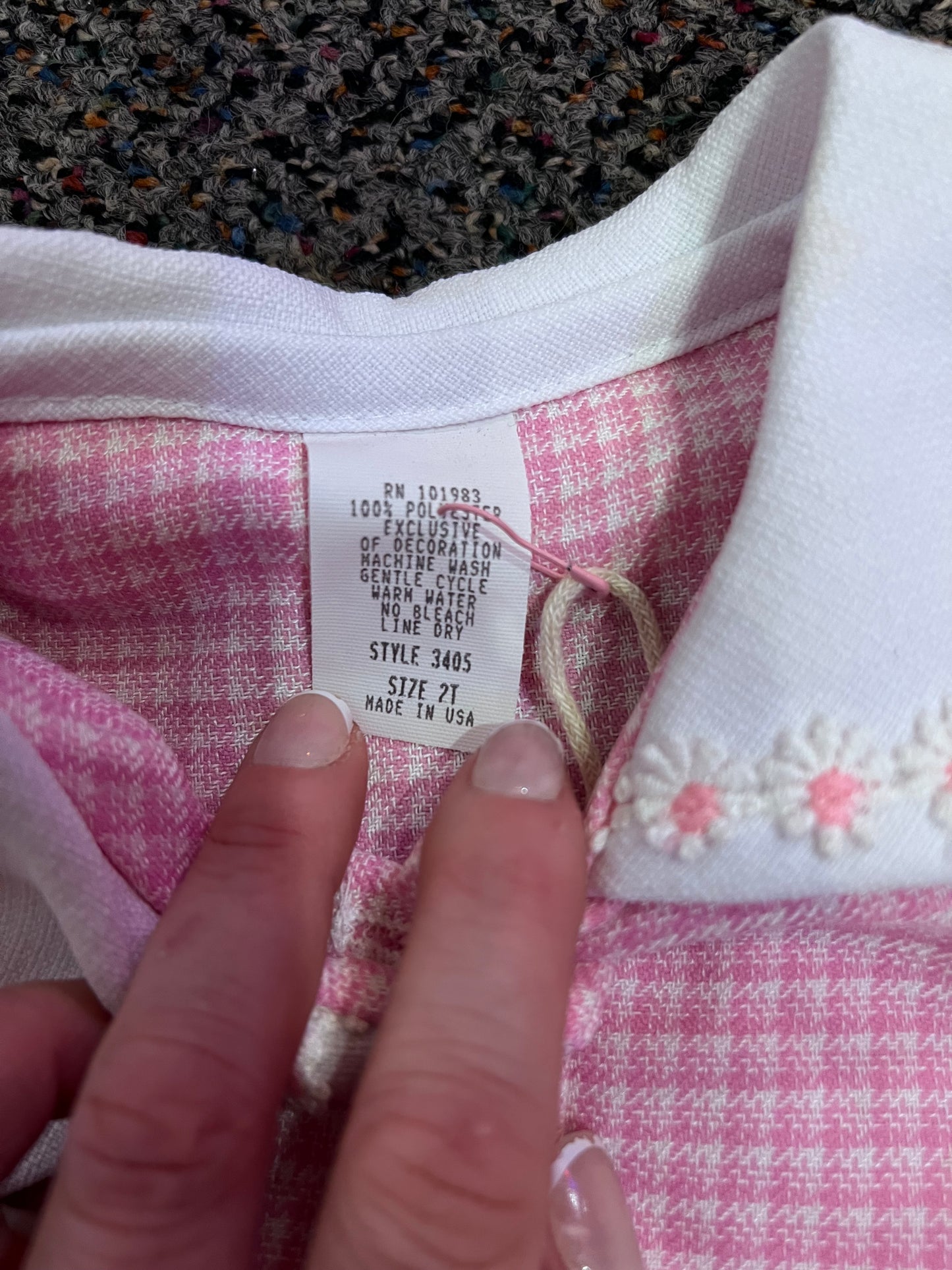 [URL] VTG Pink Plaid Floral Collar Button Up Top