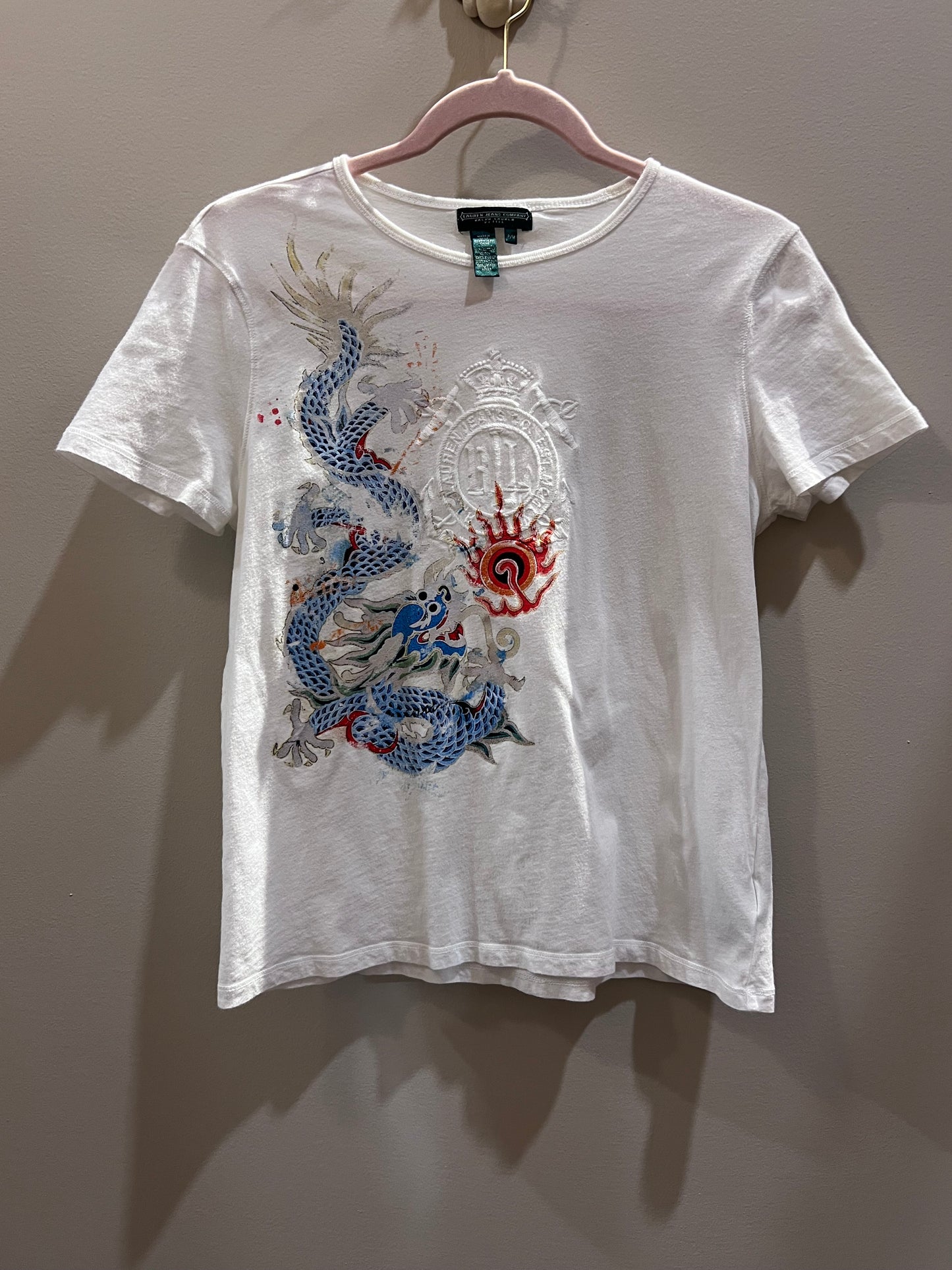 Lauren Jean Company Dragon White T-Shirt