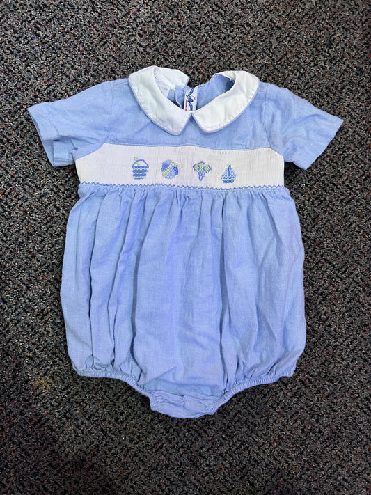 [URL] VTG Silly Goose Blue Beach Themed Embroidered Romper Onesie
