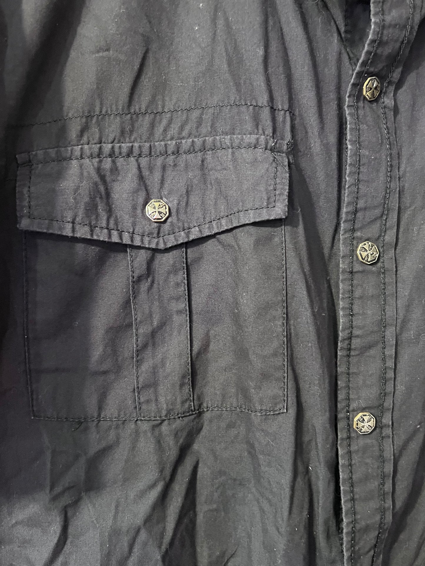 Black Label Y2K Back Graphic Button Up Shirt