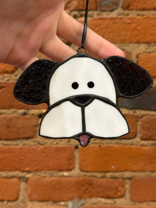 Puppy face stained glass