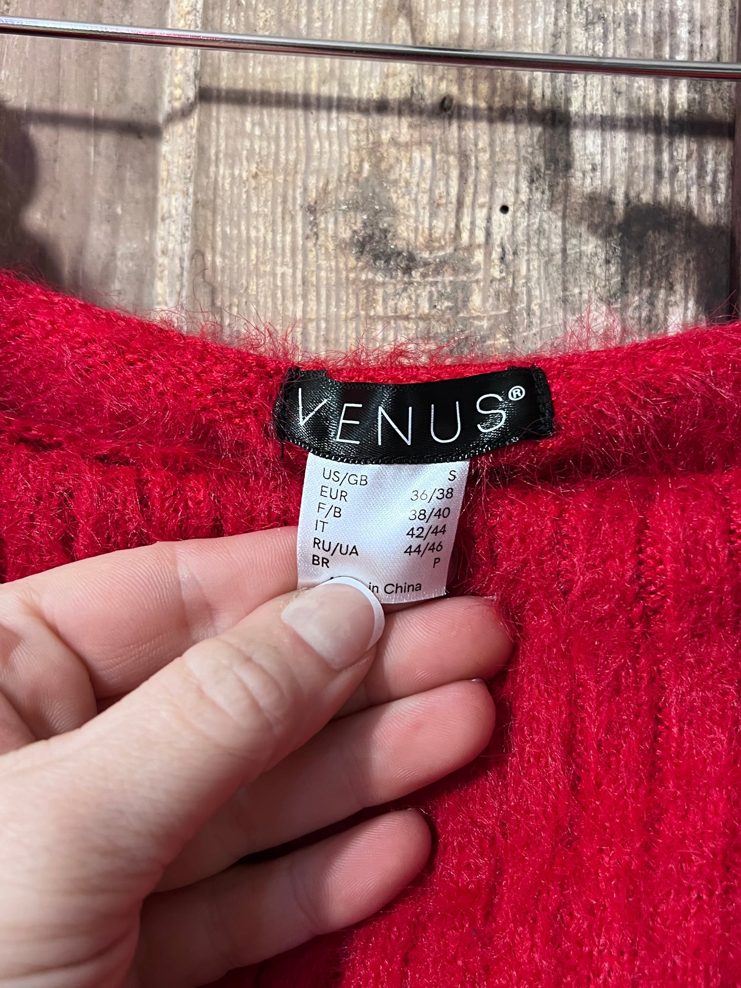 Venus Red Fuzzy Off Shoulder Chain Top