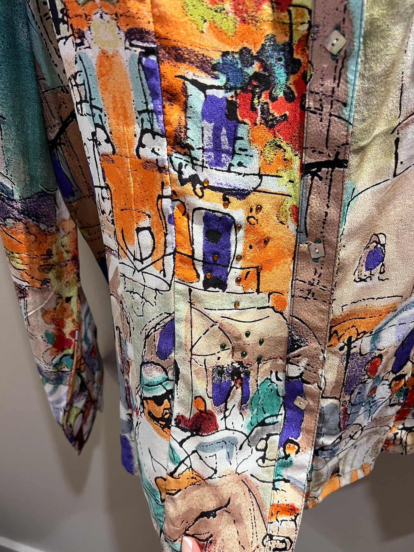Michael Leu Bedazzled Street Scene Blouse
