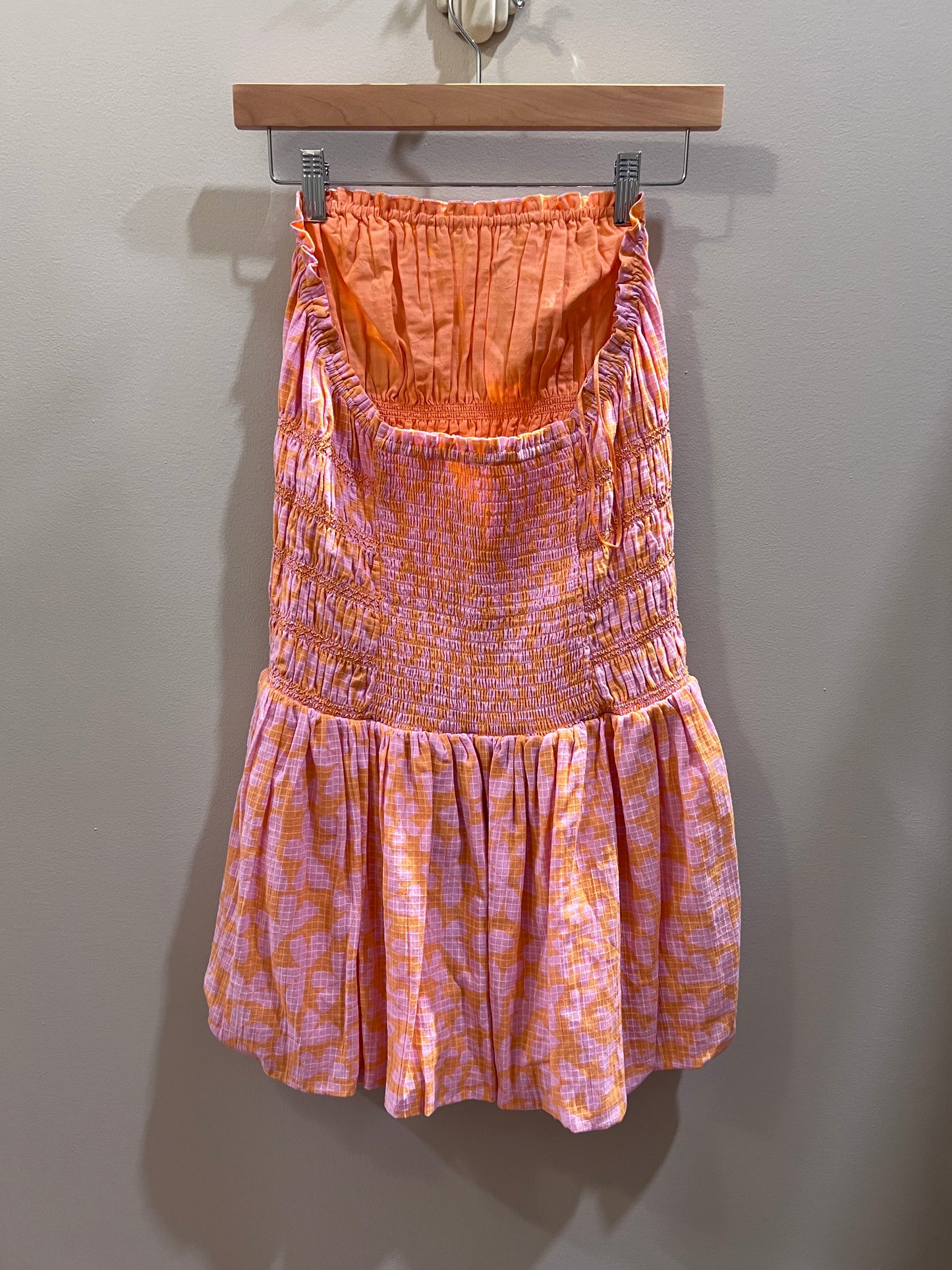 Strapless Pink + Orange Bow Dress