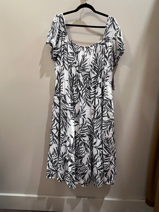 Indigo Rose Blk/White Leaf Patterned Dress
