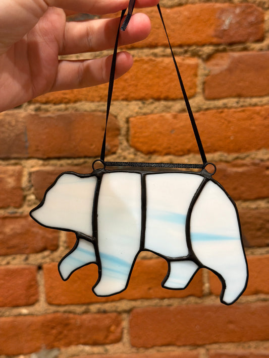 Polar bear stained glass