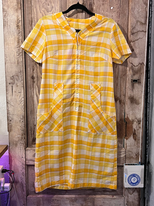 Handmade VTG Yellow Plaid Dress