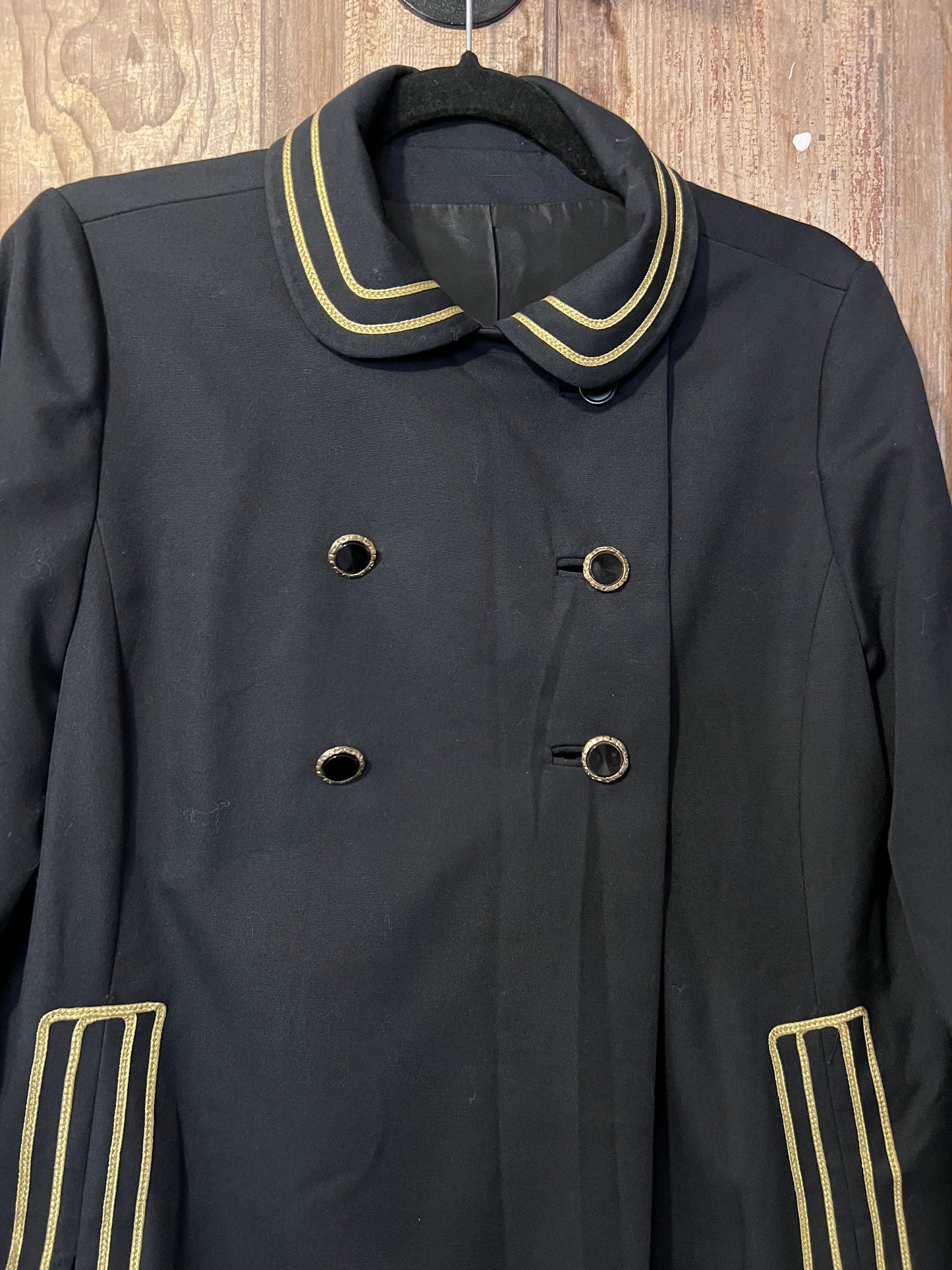 70's Black & Gold Button Front Coat