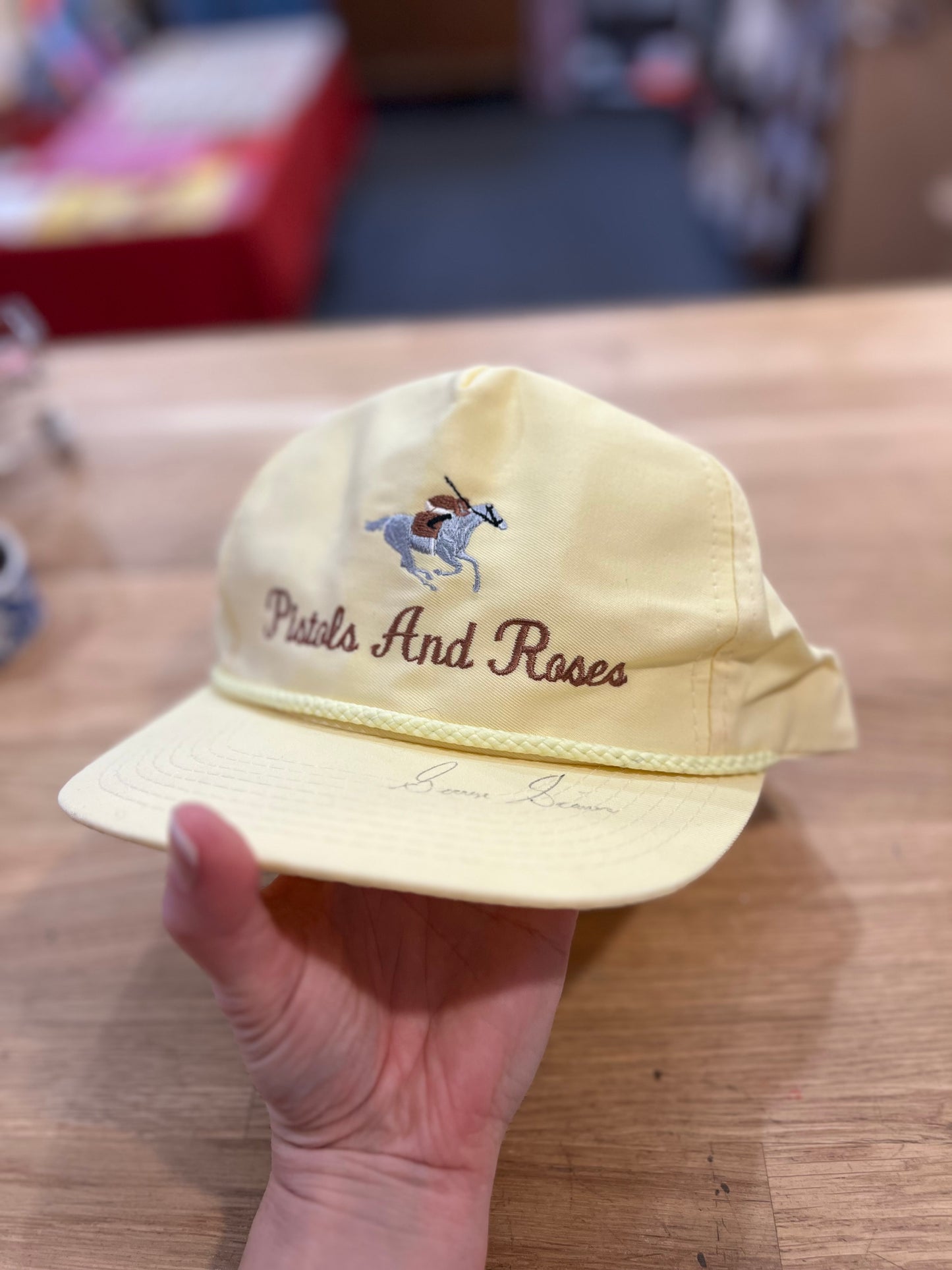 VTG Pistols & Rose Embroidered Yellow Hat