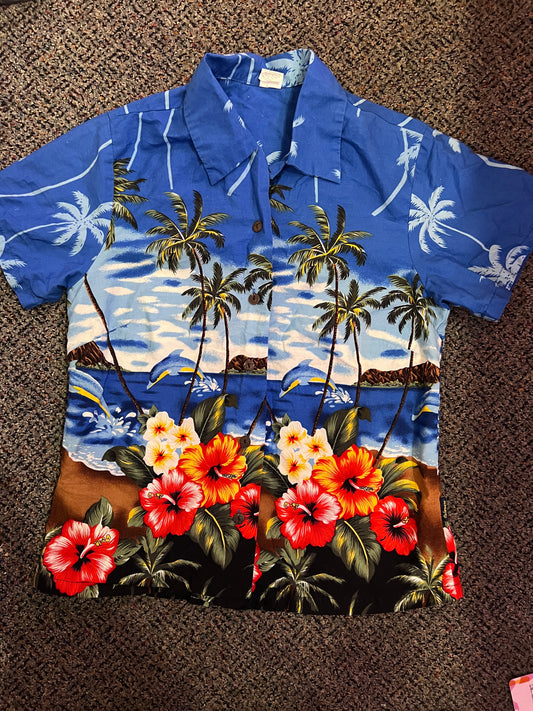 [URL] Palm Wave Youth Hawaii Hawaiian Button Up Shirt