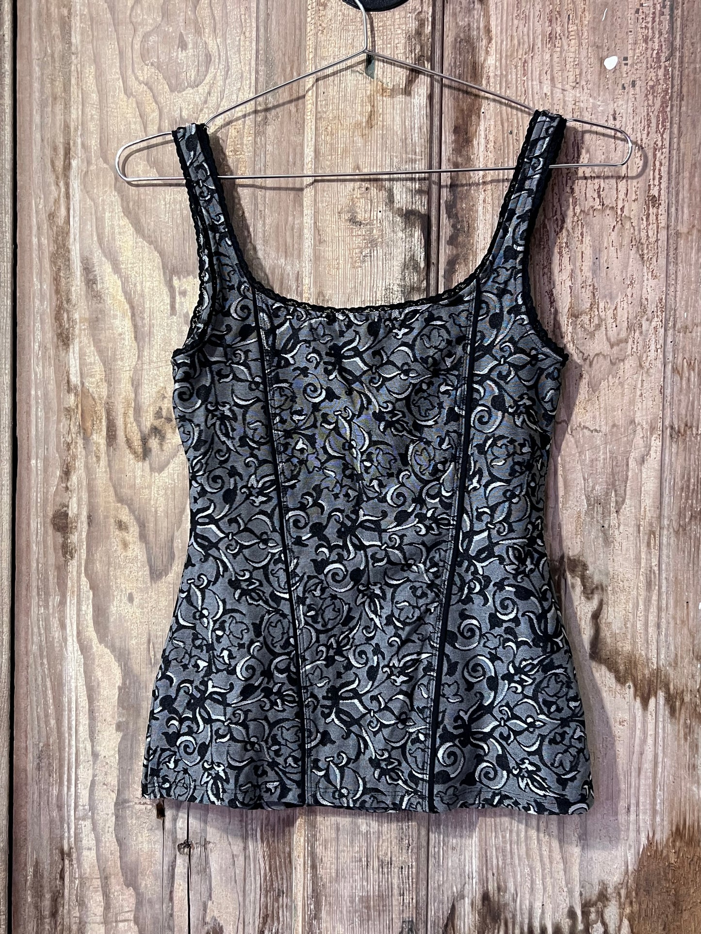 BLK/Grey Corset Style Tank Top