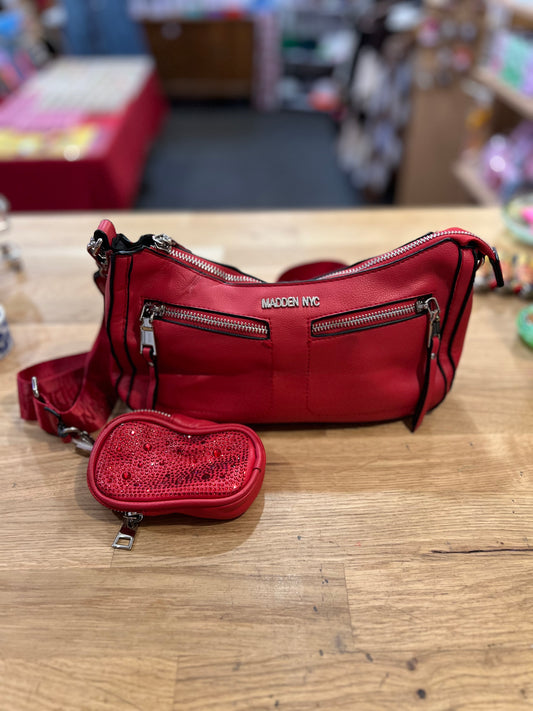 MADDEN NYC Red Purse + Coin Pouch