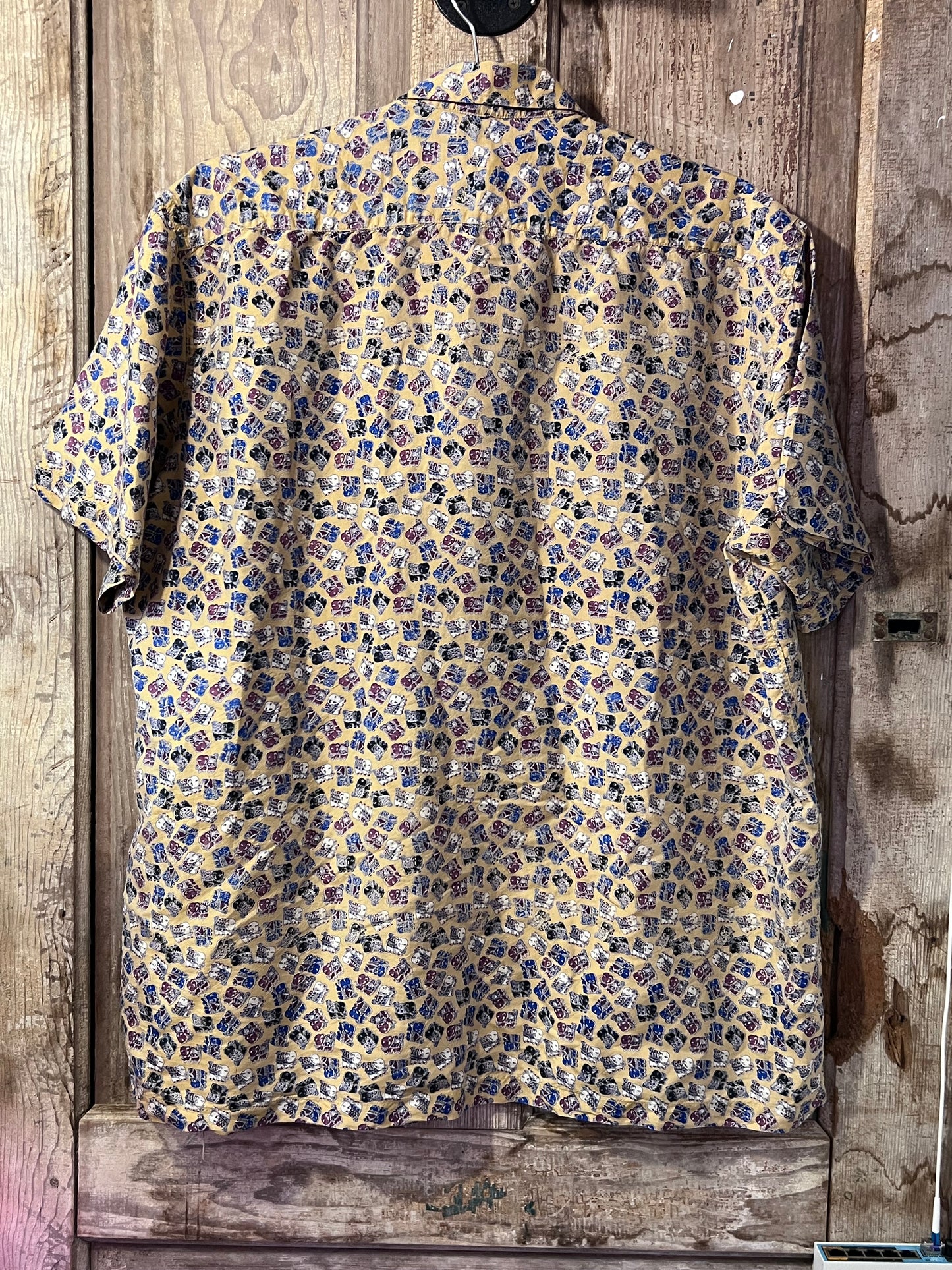 Hard Work Thai Silk Yellow Patterned Button Up Shirt