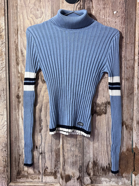 VTG Union Bay Y2K Blue Striped Turtleneck