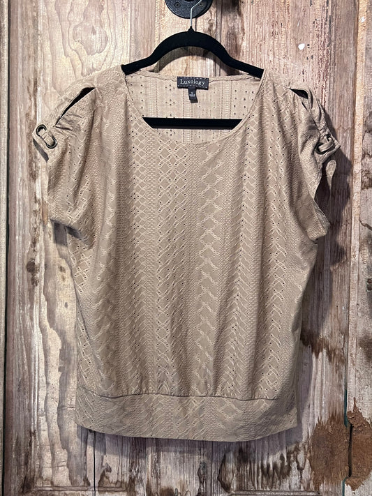 Luxology Beige Short Sleeve Top