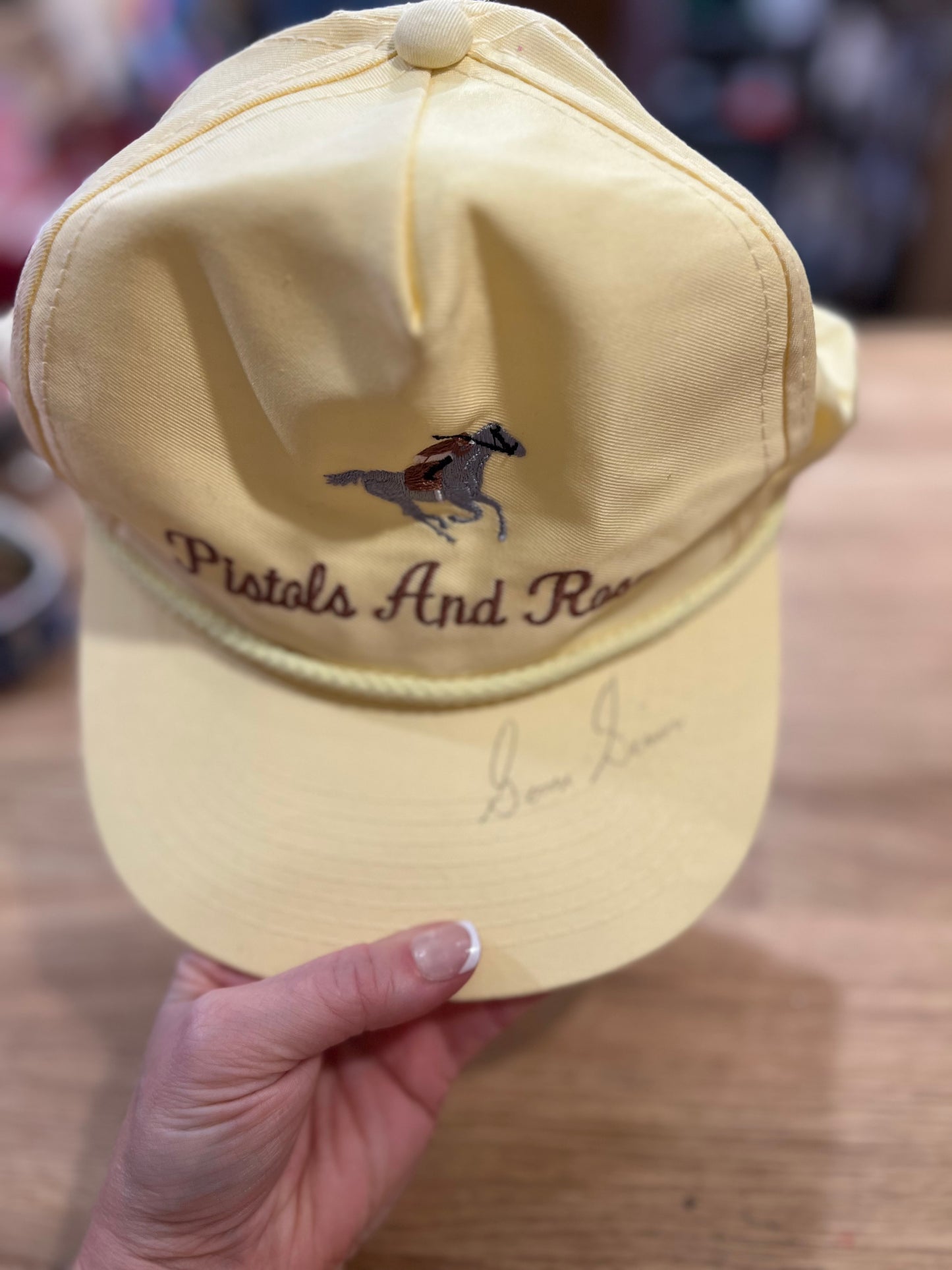 VTG Pistols & Rose Embroidered Yellow Hat