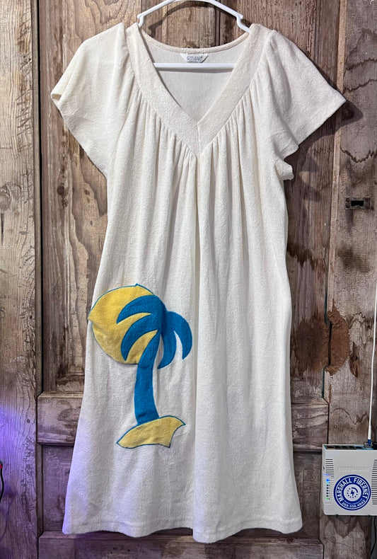 VTG KOMAR Palm Tree Terry Cloth Cover Up Dress
