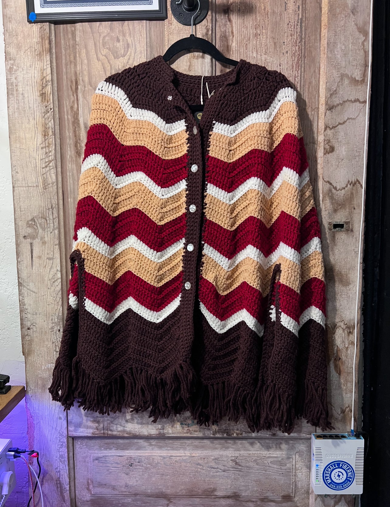 Handmade crochet vintage poncho