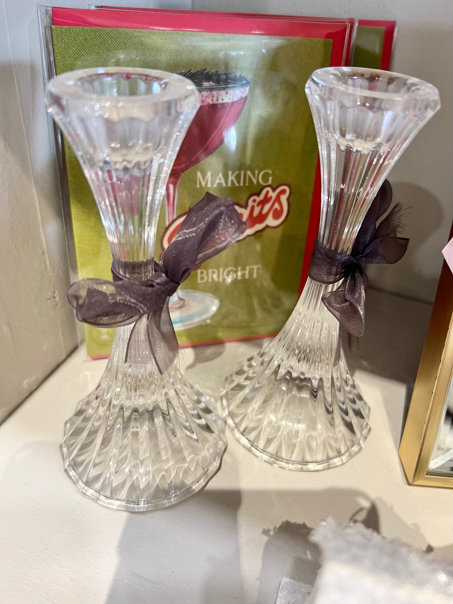 Set of crystal candle mini holders