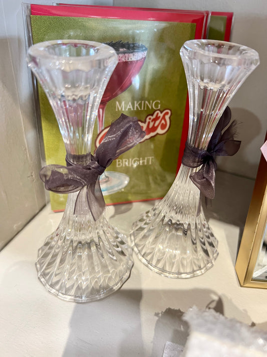 Set of crystal candle mini holders