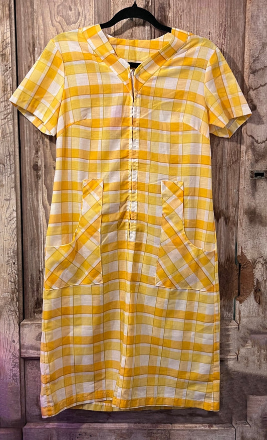 Handmade VTG Yellow Plaid Dress