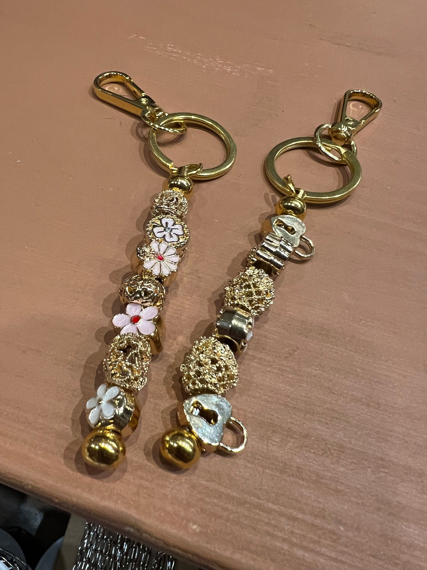 Gold heart keychain