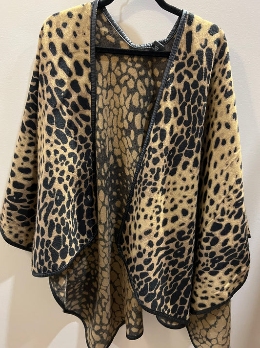 Animal print poncho wrap