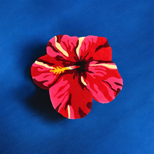 Hibiscus Flower Tufted Rug Wall Art