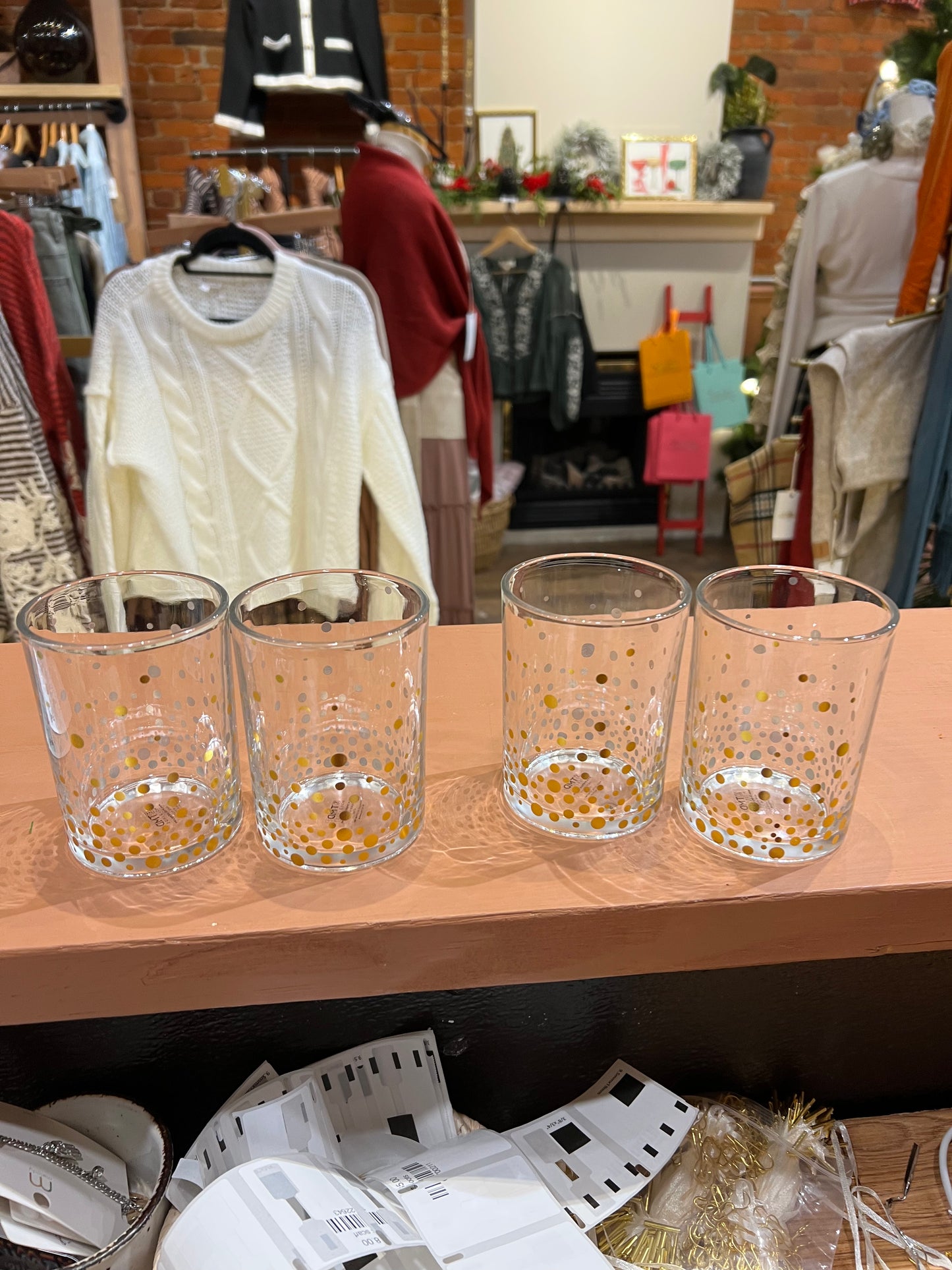 Set of 4 Christmas new year glass set